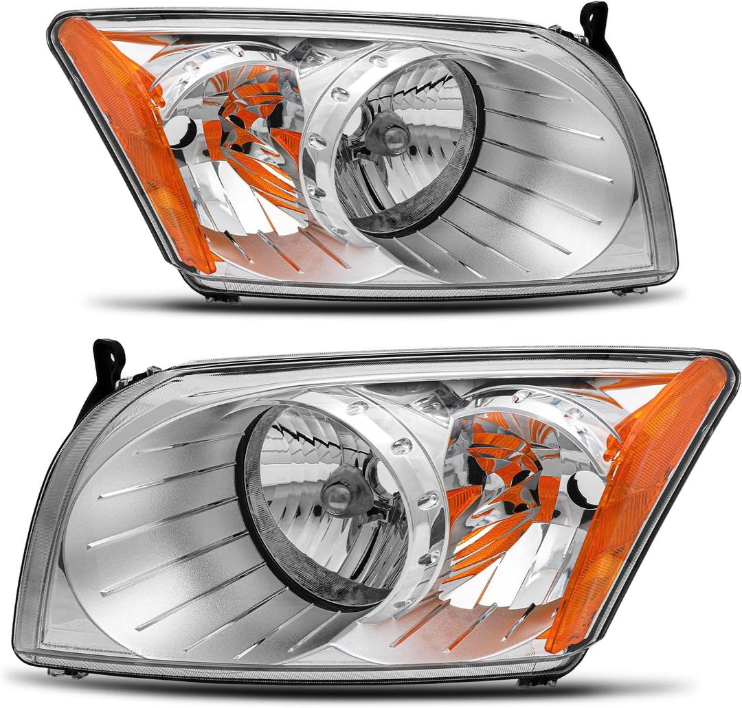 ELH Headlight Assembly Fit For 2007-2012 Dodge Caliber 2007 2008 2009 2010 2011 2012 07 08 09 10 11 12 Dodge Caliber Headlamp Left And Right Side