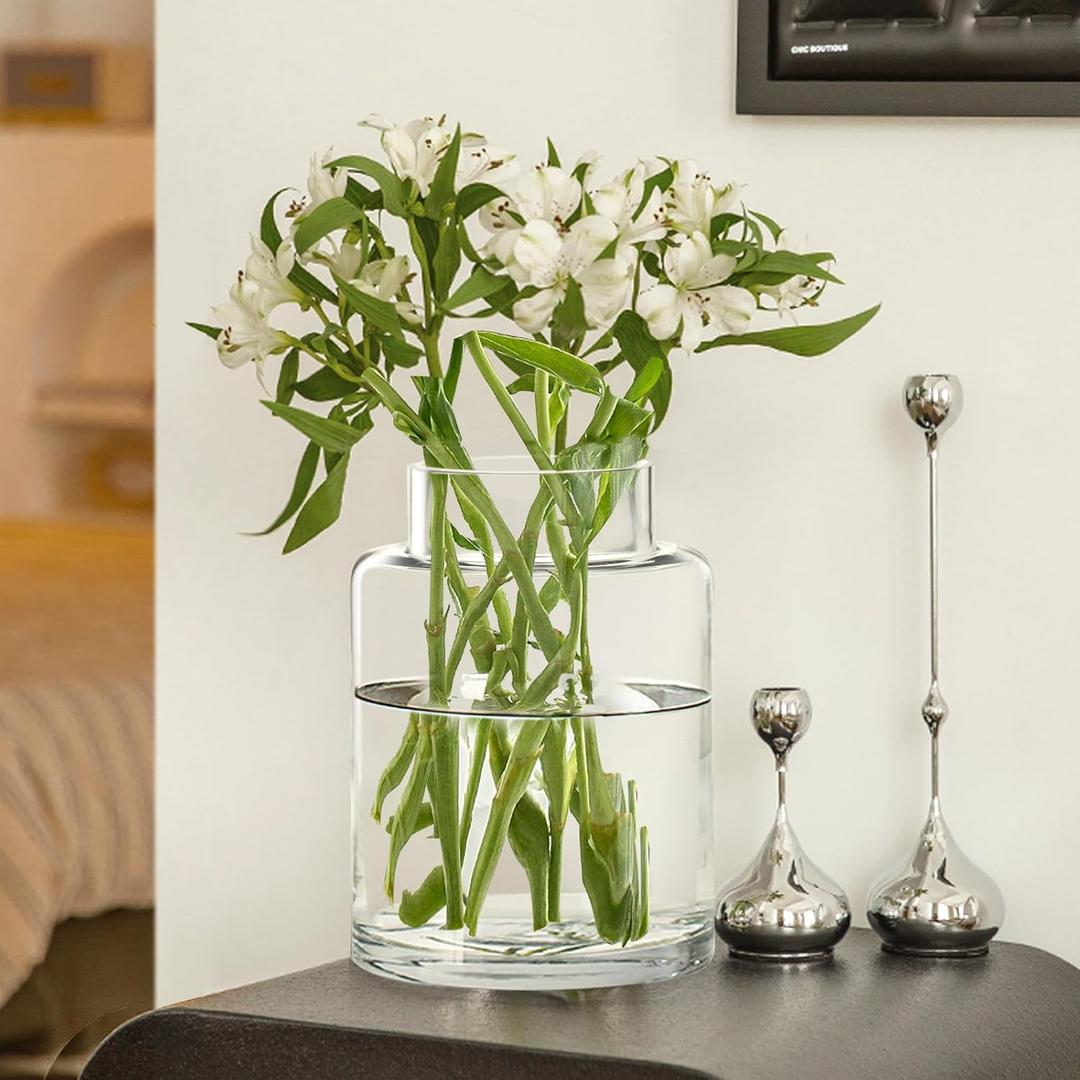 Clear Glass Vases Flower Vases for Centerpieces 9" Large Glass Cylinder Vase for Home Wedding Party Events Office Entryway Dcor (Transparent)