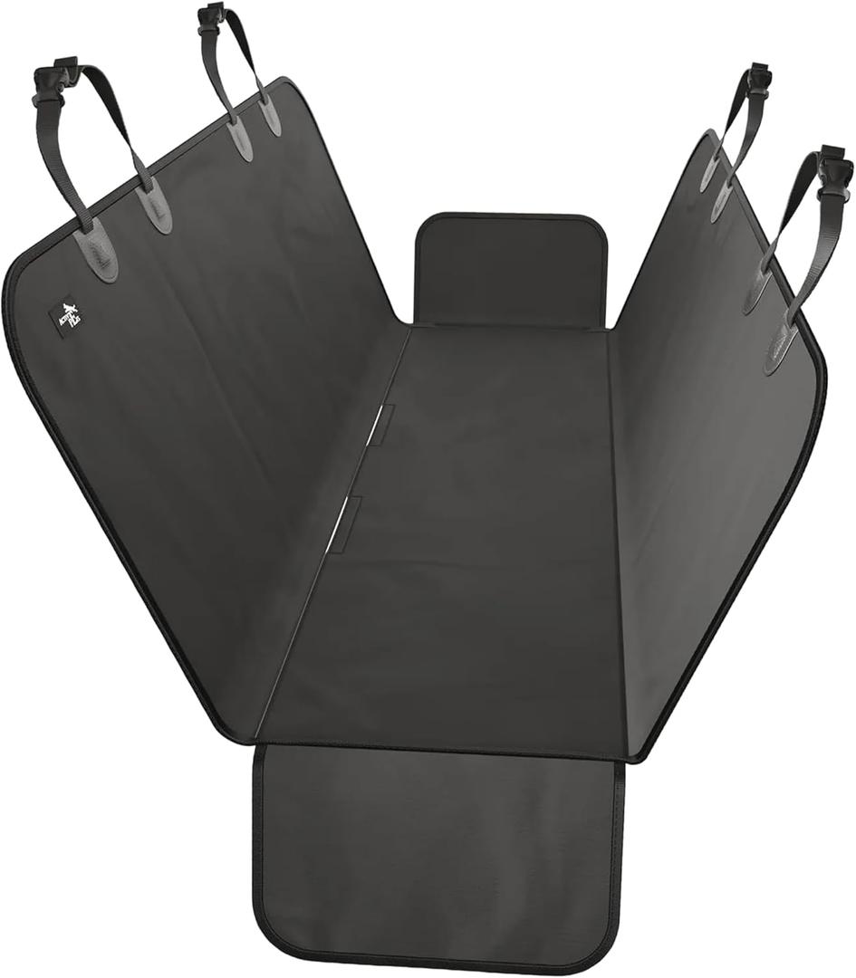 Active Pets Waterproof Hammock Standard Car Seat Cover, Fits Sedans Hatchbacks Crossovers Coupes Compact Vehicles, Secure Convertible Travel Bed Protects Backseat Cargo from Dogs, Black w/Black Trim