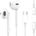 USB C Headphones for iPhone 17/17 Pro/16/16e/15 Pro Max/Plus, Type C Earbuds Wired Earphones (Microphone & Remote Control) Noise Cancelling for lPad Pro, Galaxy S23/S22/S21/Ultra Note10/20, Pixel (White)