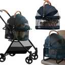 Pet Gear, A Vermont Family Owned Company Since 1936, 3-in-1 Travel System, View 360 Stroller Converts to Carrier and Booster Seat with Easy Click N Go Technology, for Small Dogs & Cats, 4 Colors (4 Wheel (Interior 19"L x 13"W x 20"H), NEW Jet Black)