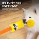 Outward Hound Fire Biterz Tugz Yellow Llama Durable Firehose Dog Tug Toy with Squeaking Ball