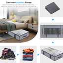 Onlyeasy Foldable Underbed Bags 2 Pack - Blankets Clothes Comforters Storage Bag Breathable Zippered Organizer for Bedroom with Clear Window and 4 Handles, 39.4x19.7x5.9 in, Linen-like Grey, MXDUBBP2