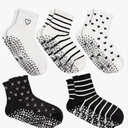 ERMO NKES Cute Yoga Socks for Women, Non Slip Grip Pilates Barre Crew Socks with Heart Bow, US Size 5-9