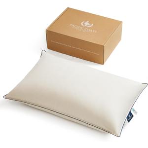 Pacific Coast Down Pillow, Luxury Hotel Collection Bed Pillow for Sleeping, Standard Size of 1, 100% Organic Cotton Shell, 650 Fill Power, Medium Pillows, Suit Back Sleepers