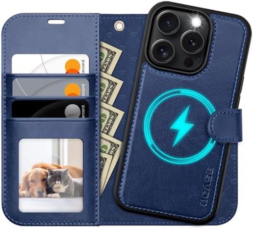 OCASE for iPhone 16 Pro Case Detachable Wallet Case with Card Holder, 2 in 1 Pu Leather Flip Folio with RFID Blocking Stand Wrist Strap Shockproof Phone Cover 6.3 Inch 2024, Blue