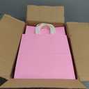Toovip 100 Pack 8x4.75x10 Inch Medium Light Pink Kraft Paper Bags with Handles Bulk, Gift Wrap Bags for Favors Grocery Retail Party Birthday Shopping Business Goody Craft Merchandise Take Out Sacks