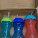 Nuby 3 Piece No-Spill Easy Grip Cup with Flex Straw, Clik It Lock Feature, Boy, 10 Ounce (Red, Blue & Green)