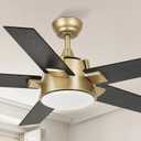 YITAHOME Black Gold Ceiling Fan with Light and Wall Switch Remote, 52 Inch Modern Ceiling Fan, Quiet Reversible Motor, Dimmable Fan with Light for Bedroom Living Room Patio Indoor