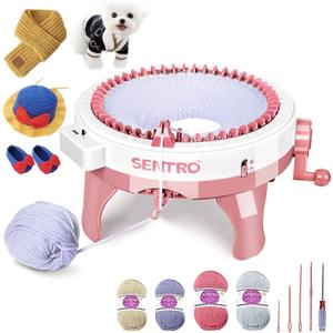 SENTRO 48 Needles Knitting Machines with Row Counter,Smart Knitting Crochet Machine,Weaving Round Loom,Double Knit Loom Machine Kit,DIY Knit Scarf Hat Sock
