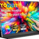 Yodoit Portable Monitor Touchscreen 10-Point 15.6" FHD IPS Display with USB Type C Port and Speakers with Smart Cover Compatible with PC, MacBook, Xbox (Black)