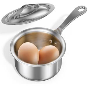 Macevia Mini Sauce Pan with Lid,Stainless Steel Butter Warmer Small Pot, For All Stoves Multipurpose Use for Home Kitchen or Restaurant (10.8oz/320ml) - Silver (0.34 Quart)