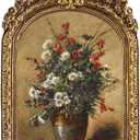 FOLKOR Framed Wall Art for Kitchen Dining Room Bedroom, Wildflower Still Life Oil Paintings Canvas Print with Gold Picture Frame, Vintage Floral Wall Decor for Cottage Rustic Retro Home Office, 5x7 (Bouquet of Field Flowers)