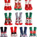 Gellwhu Adult Christmas Fuzzy Socks with Grips Plus Size Warm Winter Luxury Cozy Fluffy Holiday Socks Stocking Stuffers Gifts (Large, 10 Pairs C)