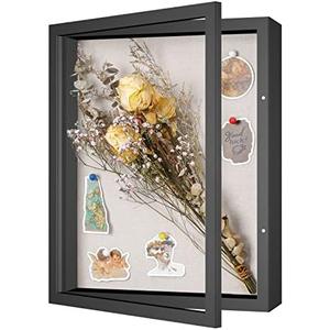 Califortree 11x14 Shadow Box Frame with Linen Back - Sturdy Memory Display Case of Flower, Pictures, Medals and More, Black