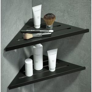 2 Pack Corner Shower Caddy, Adhesive Bathroom Shelf Wall Mounted, No Drilling Kitchen Racks Shower Caddies, Storage Organizer for Toilet, Kitchen and Dorm,304 Stainless Steel Black