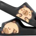 2 x Men's and Women's Capybara Slides,Cute Capybara Slippers for Indoor Outdoor,Non Slip Quick Drying Shower Shoes,Comfort Cloud Slides Sandals (Black)