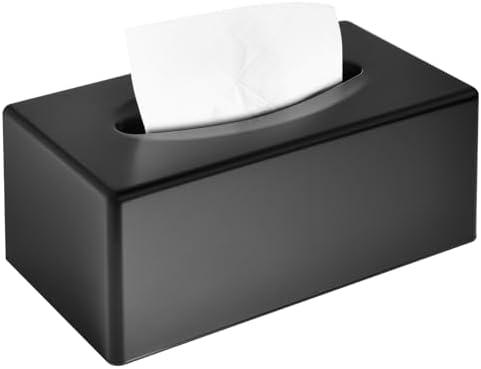 Y-in Hand Tissue Box Cover, Rectangular Facial Tissue Holder with Bottom, Decorative Storage Organizer Box for Bathroom Vanity, Countertops, Dressers, Night Stand, Parlors and Offices - Black