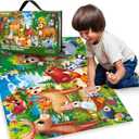 QUOKKA Giant Floor Puzzles for Kids Ages 4-6 - 2x3 Feet Extra-Thick 48 Pieces Toddler Puzzle Ages 3-5  Forest Educational Activity for Boys Girls  Premium Box with Sturdy Handle & Magnetic Closure
