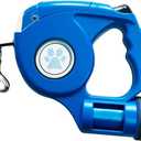 JEBBLAS Upgraded Dog Retractable Leashes with Flashlight and Waste Bag Dispenser, 3 in 1 Automatic Dog Walking Leash with Anti-Slip Handle, Blue, 15ft