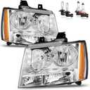 Headlights for 07-14 Chevy Tahoe Suburban 1500/07-13 Suburban 2500 | Halogen Headlamp Replacement W/Bulbs, for 2007-2013 Avalanche 2500, Driver & Passenger Side