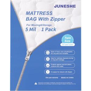 5 Mil Twin Size Mattress Bag with Zipper for Storage Moving, Heavy Duty Plastic Waterproof Mattress Protector Cover Moving Supplies