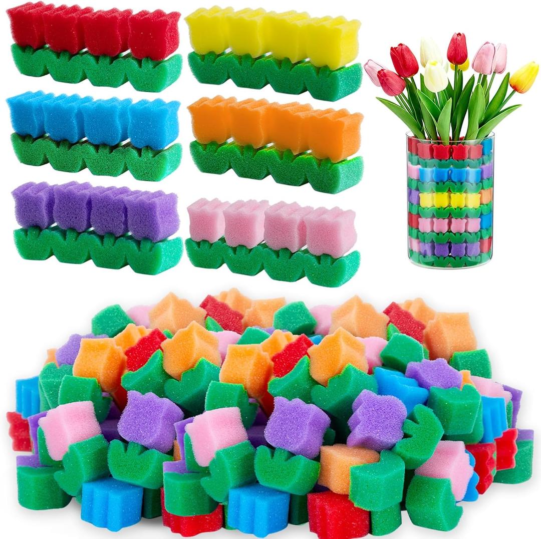 2 x 72 Pcs Spring Decoration Tulips Sponge Vase Filler 6 Colors Centerpiece Table Decoration Spring Multicolor Floral Tulips Vase Stuffer Spring Indoor Decor for Home Tiered Tray Table Centerpiece Decor