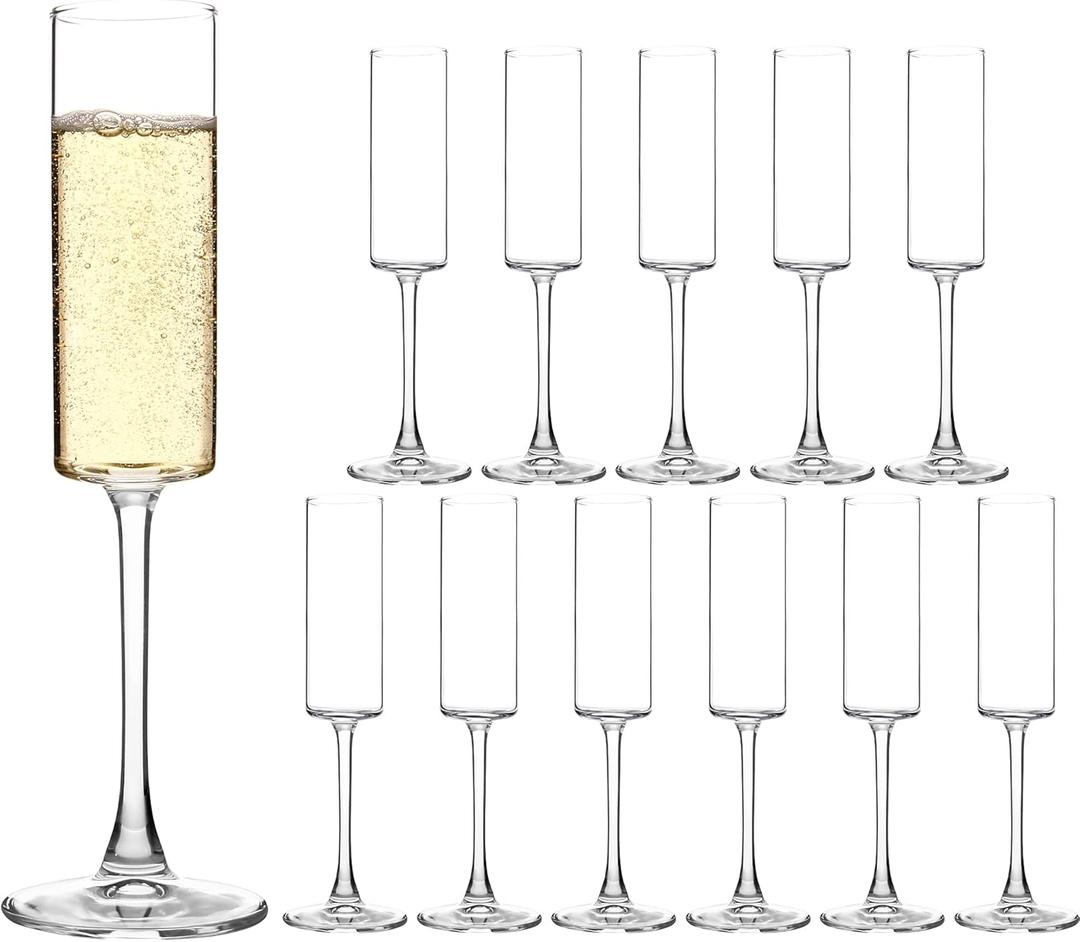 HAKEEMI Champagne Flutes Set of 12, 6 oz Champagne Glasses, Modern Sparkling Wine Glasses