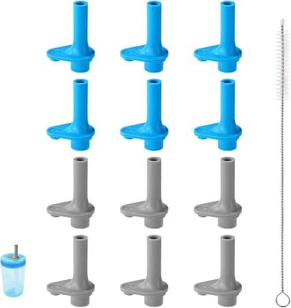 16Mcsouthpiece with Cleaning Brush, BPA-Free, Compatible with Zak Reusable Straw Cup Accessories (Blue, Gray)