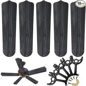 Yaocom 10 Pack 20.47" Ceiling Fan Replacement Blades and Blade Arms Kit for 52 inch Ceiling Fan, 5 Blades and 5 Blade Arms with Mounting Hardware for Bedroom Living Room(Pointed Toe,Black Oak)