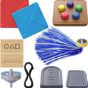 LYEON Gonggi Korean Game, Squid Korean Traditional Folk Game Set, DDAKJI, Jebi chagi, Gong-gi, Biseokchigi, Paeng-y, Tossing Games Hand Eye Coordination Training Toy Family Travel Games