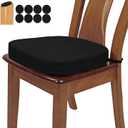 BUYUE Thickened 2.5" Original Linen Dining Chair Cushion, U-Shape High Density Foam Comfortable Chair Pad for Kitchen, Slip Resistant Indoor Seat Cushion (1 Piece, Black)