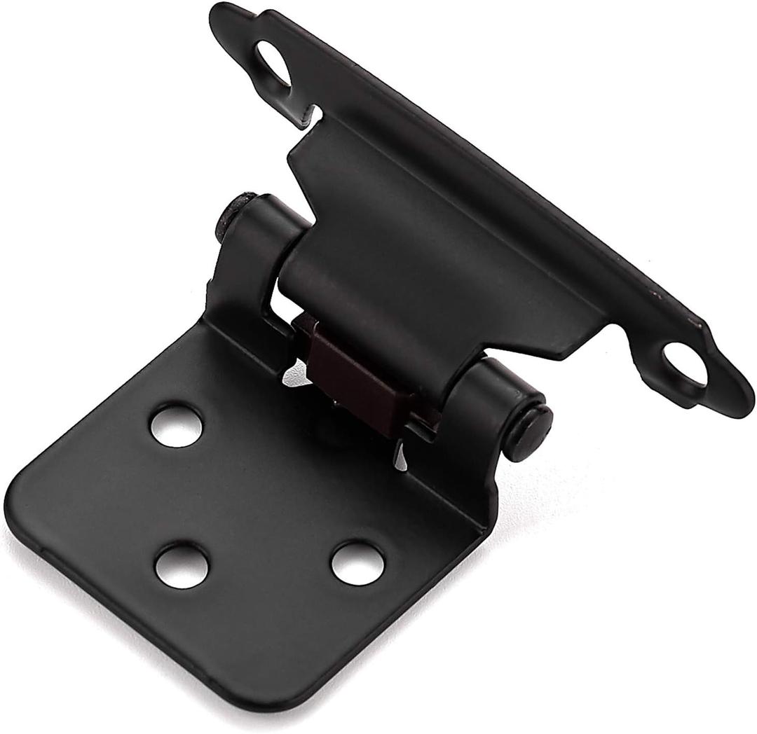 Ravinte 60 Pack (30 Pairs) 1/2" Overlay (Variable) Cabinet Hinges, Self-Closing Semi-Concealed Face Mount, Matte Black Decorative Hardware with Door Bumpers for Kitchen & Cupboard Doors