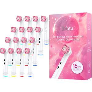 Individually Packaged Replacement Toothbrush Heads for Oral B Braun,Professional Electric Toothbrush Heads Compatible with Oral B Pro 1000/3000/ 5000/7000//8000 ect16 PCS (Pink)
