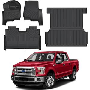 Floor Mats & 5.5ft Truck Bed Mat for Ford F-150/F150 SuperCrew Cab 2015-2025 (Not Fit Rear Seat with Under-Seat Fold Flat Storage), All Weather Rubber Mats for Ford F150 Accessories