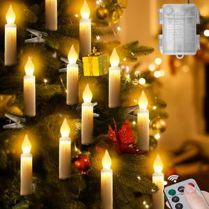 Christmas Tree Flameless Candles Lights, 20PCS LED Flickering Lights Battery Operated with Remote Clips, 8-Mode Remote Control,Clip on LED Candle Outdoor Waterproof for Christmas Trees
