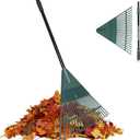 ORIENTOOLS Garden, Adjustable Lightweight Steel Poly Shrub Rake, Plastic Head, 22 Tines, 42 to 60 inches (Black Handle)