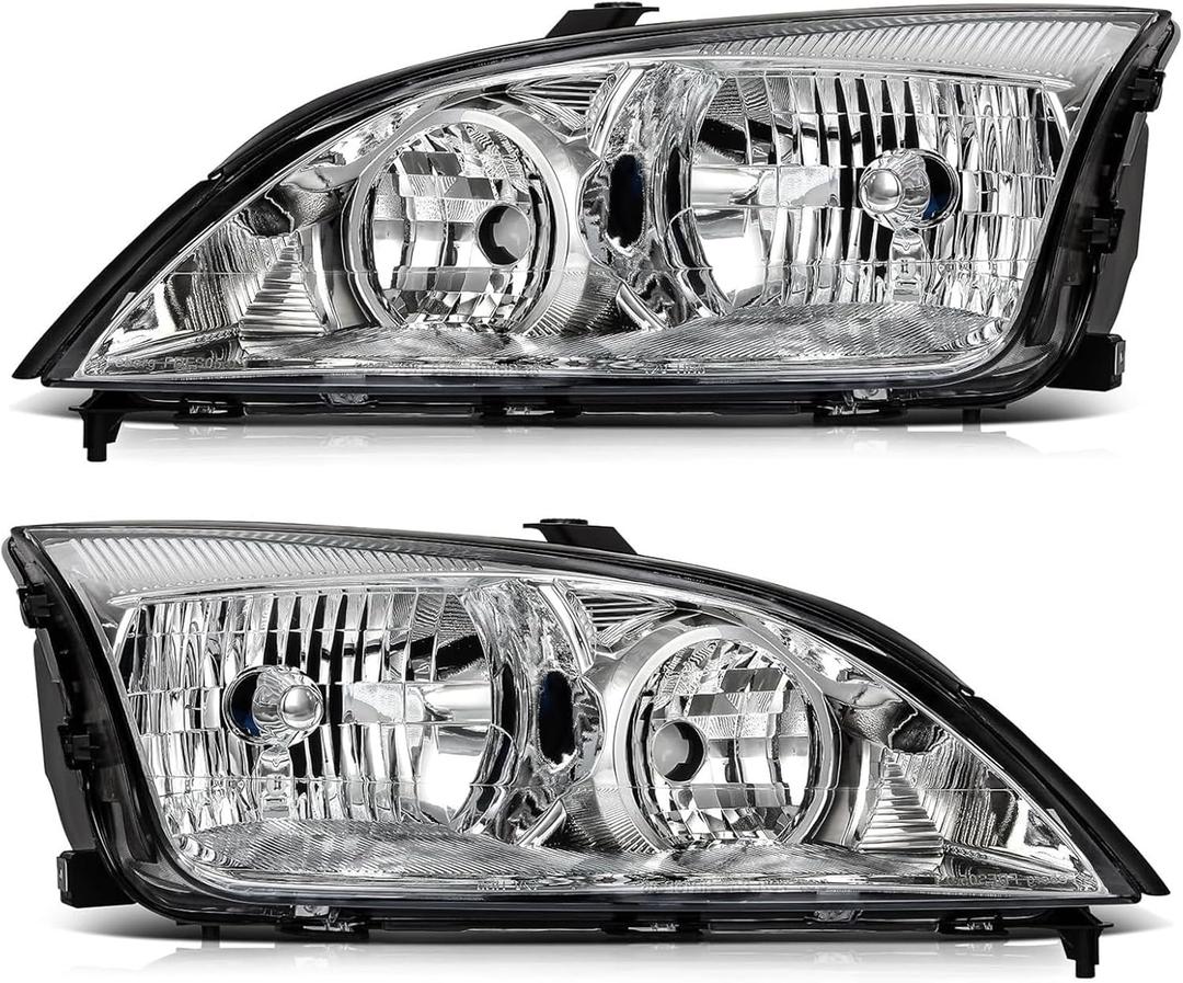 Headlight Assembly Fit Ford Focus 2005 2006 2007 Focus 05-07 Head Lights Headlamp Replacement Driver and Passenger Side, Chrome Housing Clear Lens Headlight Assembly Fit Ford Focus 2005 2006 2007 Focus 05-07 Head Lights Headlamp Replacement Driver and Passenger Side, Chrome Housing Clear Lens