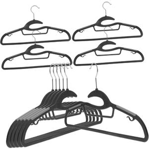 10pcs Non Slip Sweater Hangers Extra Wide Plastic Hangers for Space Saving Adult Clothes Organizer for Home and Closet Thick Design (Black)