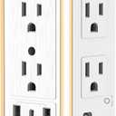 Wall Outlet Extender with Night Light, Multi Plug wall Outlet 6 Outlet Extender with 3 USB Ports (1 USB C), 3-Sided Power Strip with Adapter Spaced Outlets, ETL Listed, 1500 Joules for Home Office