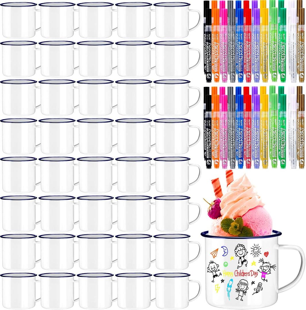 Hoolerry 88 Pieces Painted Mug Decorating Kit DIY Coffee Mug Painting Kit Graduation Personalized Cup You Can Decorate Coffee Design Your Own Cup for Craft Decor Drinking Christmas Father's Day