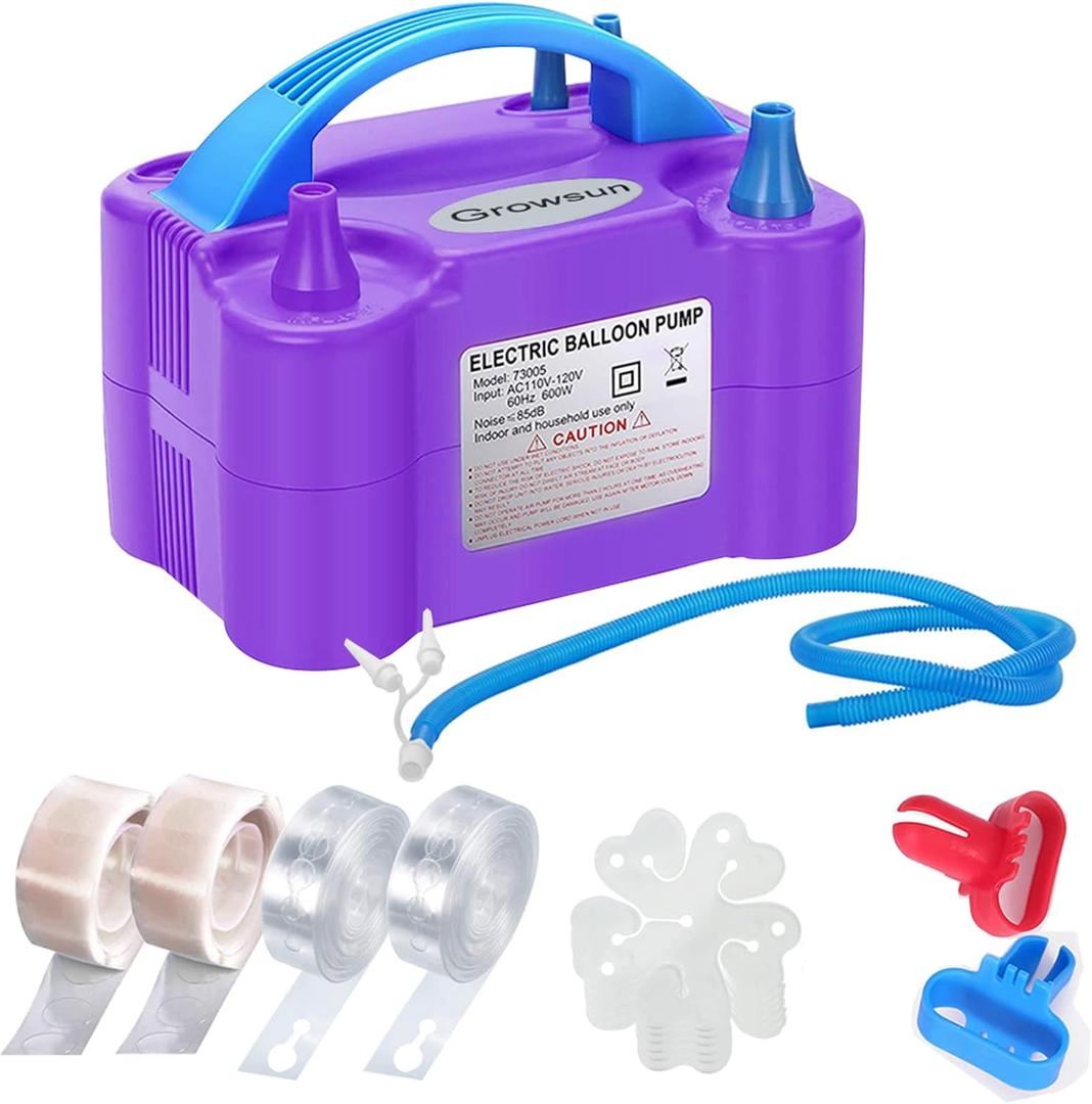 Growsun Balloons Pump Kit Electric Balloon Garland Arch Kit Air Blower Inflator for Party Decoration w/Ballons Tape Strip, Purple