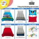 Sunny Side Up Disney Mickey Mouse Full Comforter Set - 7 Piece Kids Bedding Includes Comforter, Sheets & Pillow Cover - Super Soft Microfiber Bed Set