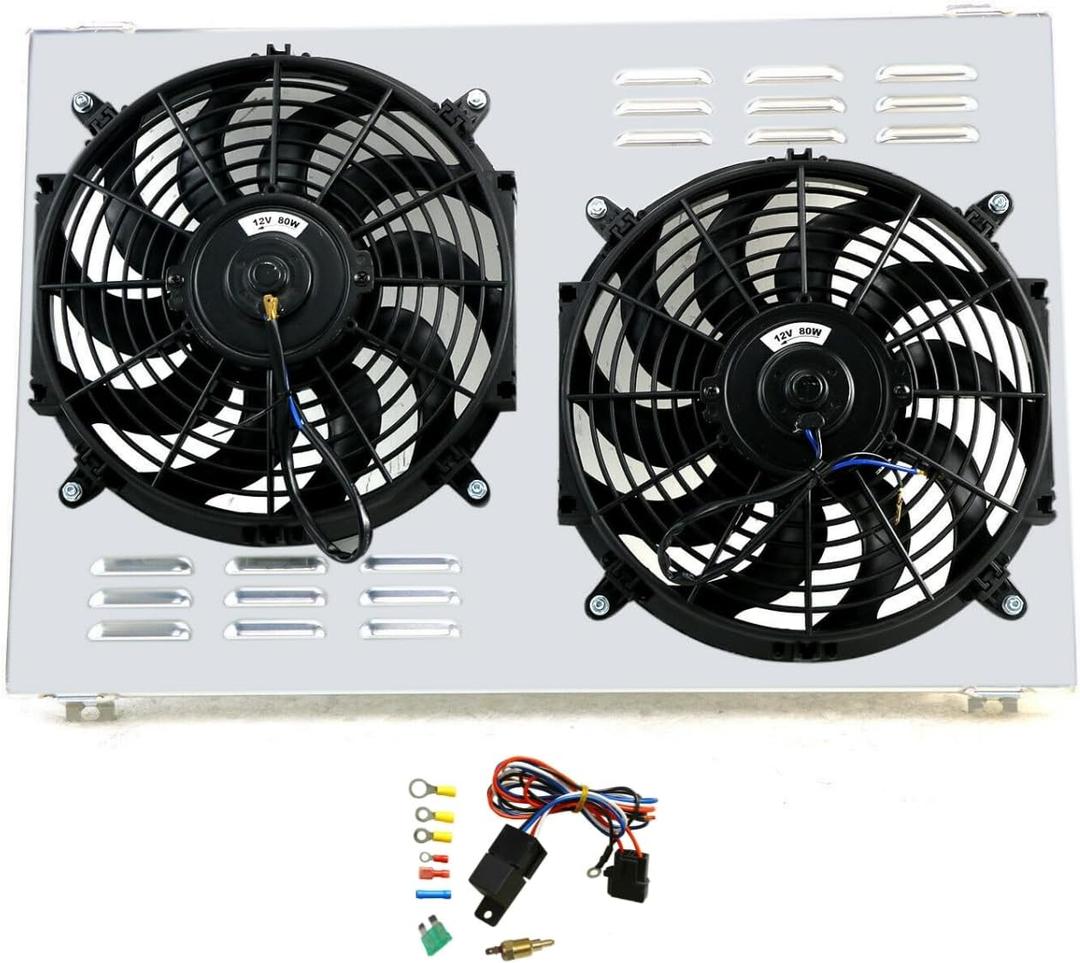 Radiator Electric Fan + Shroud + Relay Compatible with 1970-1981 Chevy Camaro Monte Carlo G-Body