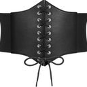 SUOSDEY Women Corset Waspie Belt Lace-up Retro Elastic Wide Belt for Dress Costume Halloween