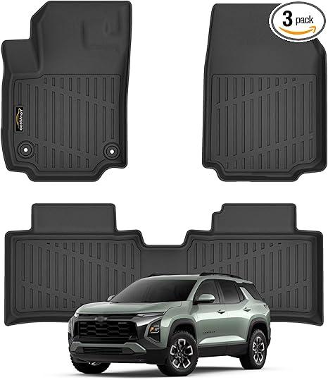 Floor Mats Custom Fit for Chevy Equinox 2025 Fuel (Not for EV) All Weather TPE Rubber Anti-Slip Protection 1st & 2nd Row Automotive Floor Liners for Chevrolet Equinox 2025 Accessories