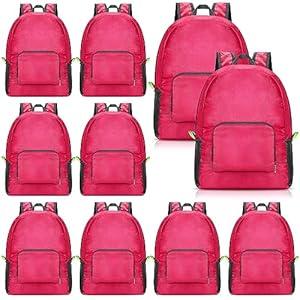 Jexine 10 Pcs Backpacks Bulk 16.5 Inch Lightweight Backpacks Student School Book Bag Book Bags for Kids for Travel (Rose Red)
