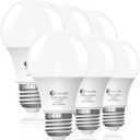 evelor 6-Pack A19 LED Light Bulbs,60 Watt Equivalent Daylight 5000K with E26 Base,Efficient 9W,800 Lumens Non-Dimmable LED Bulbs,15000 Hours, Ideal for Bedroom Living Room