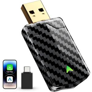 Mini Wireless CarPlay Adapter for iPhone & Android Auto (2026 Upgrade), No Delay, Fast & Stable Connection, Plug & Play, Converts Wired to Wireless Carplay Dongle for 2016+ Cars, USB-A/Type-C Port