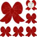 Christmas Placemats Set of 6 Velvet Red Bow Placemats Cute Modern Christmas Table Mats Neutral Style for Parties and Thanksgiving Kitchen Banquet Setting for Dinner Party